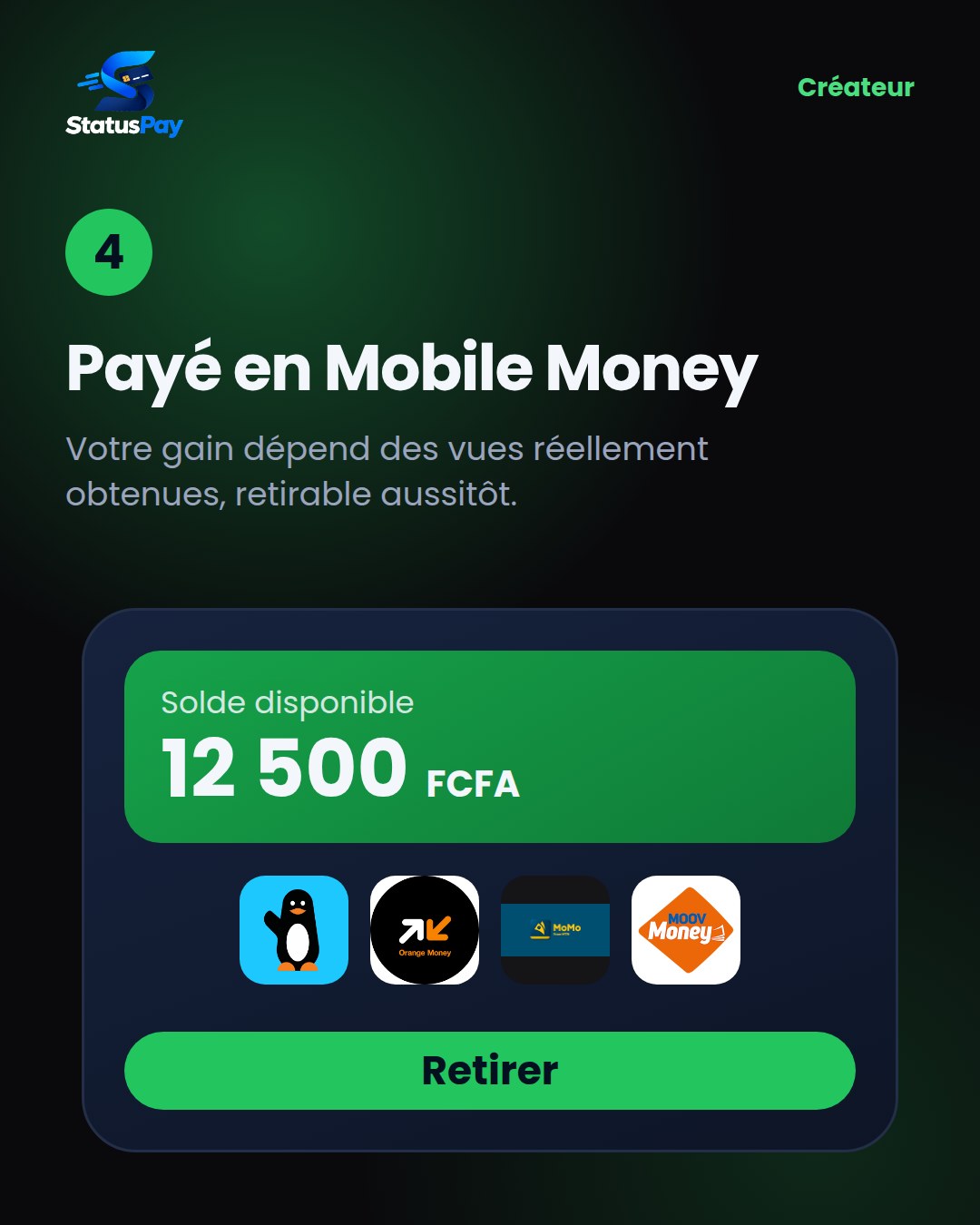 Étape 4 : payé en Mobile Money